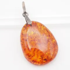 R352 琥珀 コハク アンバー 875 ホールマーク刻印 ペンダント トップ デザイン シルバー チャーム ヘッド