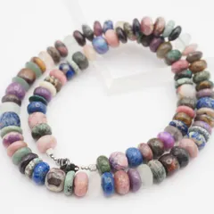 R451 天然石 ネックレス マルチカラー シルバーカラー デザイン