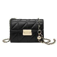 [Electric Circus] かっこいい かわいい おしゃれ プレゼント 人気 子供 キッズ 女の子 小学生 中学生 用 無地 かばん ばっぐ チェーン バッグ 斜めがけ ポシェット 鞄 軽量 旅行 韓国 レディース パーティー 結婚式 ホ [ブラック]