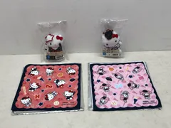 未使用★タイトーくじ　侍ジャパン×サンリオキャラクターズ C賞 D賞 カラビナ付きマスコット ハローキティ プレイヤーver. 応援ver.、E賞ハンドタオル 4点セット   【P4742-008】104