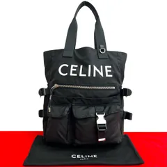 未使用保管品 希少品 袋付き CELINE セリーヌ ロゴ プリント ナイロン トートバッグ ハンドバッグ セミ ショルダーバッグ ブラック 06909のサムネイル