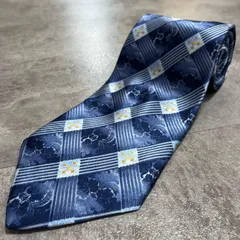【タグ付き未使用】Givenchy ジバンシー 特殊チェック柄ネクタイ シルク100% メンズ　ブルー　青　イタリア製　光沢肉厚　ビジネス向け　花柄　ボタニカルチェック