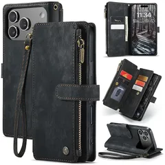 【新品】 For 2025モデルiphone17Proケース財布型ワイヤレス充電対応iphone17 proストラップ 付き ファスナー設計/おつり コイン収納大容量スタンド機能 7カード収納手帳型ケース【MYH】アイフォン17プロ おしゃれ 人気PUレザー 