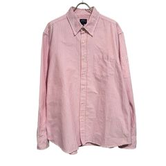 90s ラルフローレン コットンポプリンシャツ ピンクストライプ XL