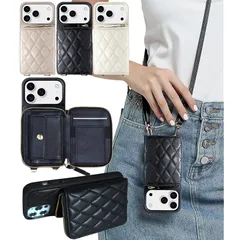 【新品】 Liisea ケース iphone 用 17pro スマホケース ショルダー キルティング カード収納 財布 付き ファスナー 17プロ スマホショルダー ストラップ 付き 小銭入れ 落下防止 いphone17pro対応 スタンド 耐衝撃 携帯ケ 1