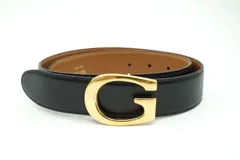グッチ Gバックル 約XS ベルト 65-26 036-519-0956 ゴールド金具 レザー 黒 ブラック GUCCI 5488k