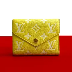 極 美品 LOUIS VUITTON ルイヴィトン ポルトフォイユ ヴィクトリーヌ モノグラム アンプラント レザー 三つ折り 財布 イエロー 24361
