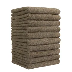 フェイスタオル ホテル仕様 通気 高速吸水 マイクロファイバー 10枚セット 肌に優しい Etech ふわふわ 柔らか肌触り 耐久性 無地 (ブラウン)