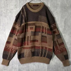 Vintage 3D knit sweater brown patterned made in Japan 日本製 ヴィンテージ 3Dニット 茶色 ウール