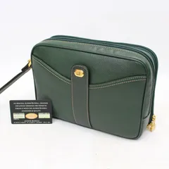 657)【未使用】ダンヒル セカンドバッグ ダブルファスナー レザー グリーン 緑 本革 メンズ