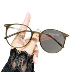 [グロフィン] GLOFIN 調光サングラス レディース ボストン UVカット ブルーライトカット 大きめ 軽量 サングラス 調光レンズ 伊達メガネ モカベージュ [モカベージュ]