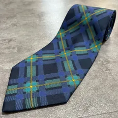 【BURBERRY】バーバリー チェック柄ネクタイ シルク100% メンズ　ブルー　青　グリーン　緑　イエロー　黄色　マルチカラー　ビジネス向け