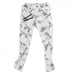 【新品】オークリー パンツ 白×ネイビー 総柄 ストレッチ 吸汗速乾 UVカット メンズ 32 ゴルフウェア Oakley