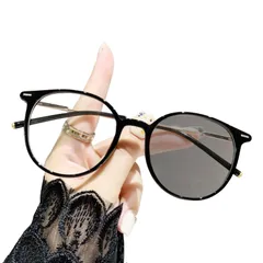 [グロフィン] GLOFIN 調光サングラス レディース ボストン UVカット ブルーライトカット 大きめ 軽量 サングラス 調光レンズ 伊達メガネ ブラックゴールド [ブラックゴールド]