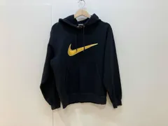 NIKE ナイキ ヴィンテージパーカー フーディ サイズL 黒 ブラック スウッシュロゴ プリント メンズ 90s コットン 裏パイル 色褪せ有り