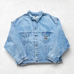 90s Carhartt デニムジャケット アイスブルー ダメージ加工