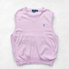 Polo by Ralph Lauren ピンク Vネック ベスト XL - メルカリ