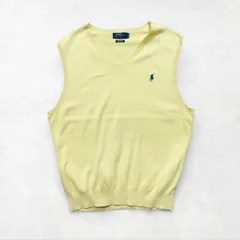 Polo Ralph Lauren ピーマコットン ニットベスト ペールイエロー L