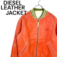 t2229 ディーゼル DIESEL 古着　ヴィンテージ　バックロゴ　ラグラン　オレンジ　ヴィンテージ感　レザージャケット