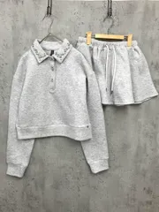 新品 H&M エイチアンドエム エンベリッシュド スキューバラガーシャツ ミニスカート セットアップ sizeS/杢グレー ■◇ レディース