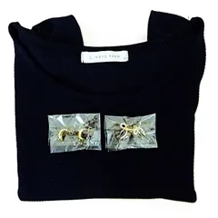 [TK]LOWRYS FARM カットソー フリル半袖 Mサイズ ネイビー ローリーズファーム おまけ アクセサリー ピアス まとめ売り 3点セット