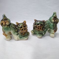 新品】シーサー 信楽焼 ペア 2体1対 魔除け 置物 陶器 守り神 風水 