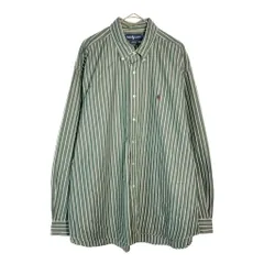 90年代 Polo by Ralph Lauren ポロ ラルフローレン BLAKE ボタンダウン 長袖シャツ 大きいサイズ ストライプ(メンズ XXL)中古 古着 X4490