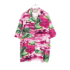 グッチ GUCCI Love Parade アロハ ピンク レーヨン アロハシャツ メンズ Used Aのサムネイル