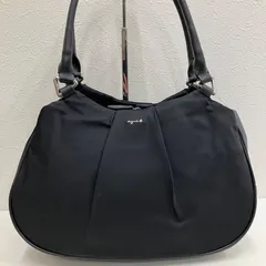 Y497　agnes b.　アニエスベー　トートバッグ　ブラック　ナイロン　レザー　ポケット多数　レディース　ブラック　黒　無地　シンプル　きれいめ　上品　US11M-01