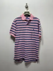 ポロ ラルフローレン ストライプ 半袖 カラーTシャツ ピンク M