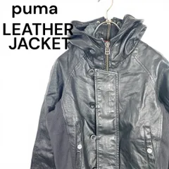 t2230 プーマ　PUMA 海外古着　ヴィンテージ　本革　キルティング　ブラック　フルジップ　ラグラン　レザージャケット