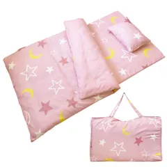 お昼寝布団セット 保育園 洗える バッグ付き 7点セット 星 コンパクト 赤ちゃん ベビー 園児 幼児 布団セット (スターピンク)