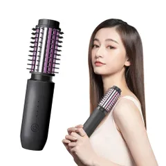 【2025最新型・急速加熱】 ヒートブラシ コードレス ブラシアイロン ロールブラシアイロン カーリング 40mm マイナスイオン 150~210℃ 4段階温度調整 Type-C充電式 ストレート＆カール両用 ミニブラシ 火傷防止 静電気防止設計 軽量 持ち運