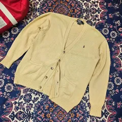 ポロラルフローレン 90's ベージュ コットン ルーズフィット カーディガン