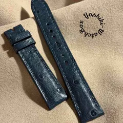 ost-460 オーストリッチレザー 腕時計ベルト ネイビー (ラグ幅19mm - バックル幅16mm)