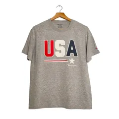【Champion】 USAプリントTシャツ｜Lサイズ相当｜メンズ｜グレー｜灰｜半袖