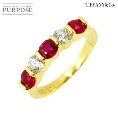 ティファニー TIFFANY&Co. 9号 リング ルビー ダイヤ K18 YG イエローゴールド 750 指輪 Ruby Diamond Ring 90312849
