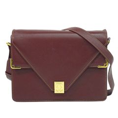 2605-59｜カルティエ ショルダーバッグ レザー ボルドー - メルカリ