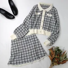 continuer de NICE CLAUP コンティニューデナイスクラップ ツイードニットセットアップ カーディガン スカート(123K＋5012)26F