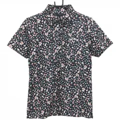 【超美品】キャロウェイ 半袖ポロシャツ ダークネイビー×マルチ 花柄 ロゴ刺しゅう メンズ M ゴルフウェア Callaway