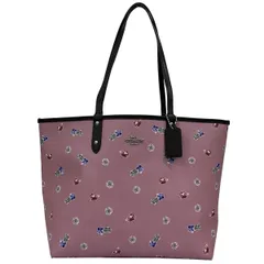 COACH(コーチ) トートバッグ - ピンク×ダークブラウン×マルチ リバーシブル レザー