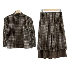 YOSHIE INABA(ヨシエイナバ) スカートセットアップ レディース美品  ダークブラウン×アイボリー×ベージュ 花柄