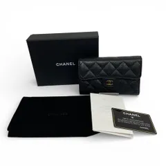 CHANEL シャネル 三つ折り財布 キャビアスキン マトラッセ クラシック ミディアム フラップ ウォレット AP0232