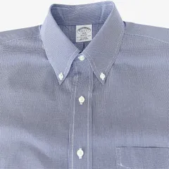 【16-36/37】Brooks Brothers（ブルックスブラザーズ）ポロカラーBD(ボタンダウン)シャツ ハウンドトゥース / Regent Fit / Non-Iron / Cotton 100% ポケット付 クリーニング済 メンズXL相当