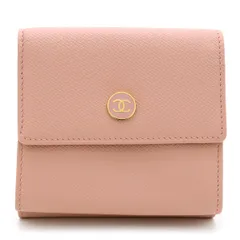 【 良品 】CHANEL シャネル 二つ折り財布 ココボタン Wホック フラップ ウォレット A20902 ピンク ココマーク イタリア製 レディース ミニ財布 coco ココマーク
