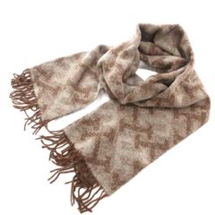 【美品】FENDI マフラー　総ロゴ　ウール100% ベージュ　フリンジ 美品】FENDI マフラー 総ロゴ ウール100% ベージュ フリンジ - メルカリ