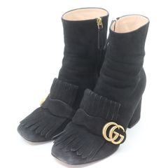 GUCCI スエード バックレースアップ ブーティ アンクルブーツ ギャザー 