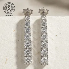 【旬のテニスチェーン】モアサナイト・ドロップピアス/シルバー925刻印/18kホワイトゴールド/ロングピアス/鑑定書付/金属アレルギー対応/上品/洗練/S925/レディース/Stellux