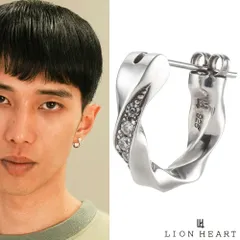 ライオンハート クロッシングピアス ツイスト シルバー925 クリアジルコニア シルバー フープ ピアス フープピアス 片耳用 1点売り メンズ ブランド LION HEART