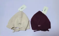 新品アルフォンソクリームウール帽子(12M)＋バーガンディウール帽子(12-24M)